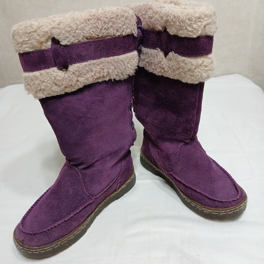 Bearpaw Purple Suede Wool Lined Cold Weather Boots Women's Size 6